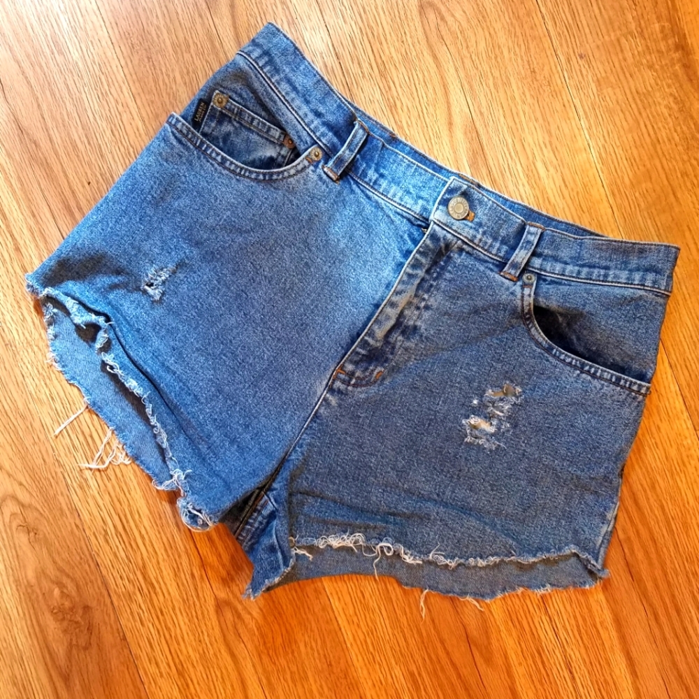 High Waist Distressed Denim Shorts